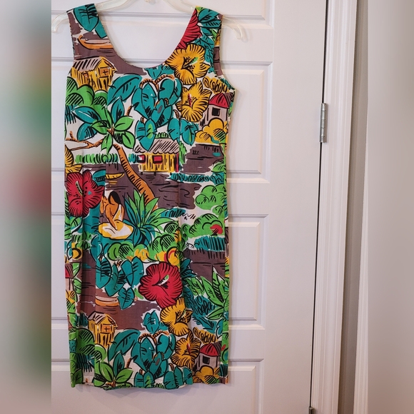 VTG Hula Moon by Jams World Novelty Print Cotton Shift Dress - Rare Cut 001 - Picture 7 of 15